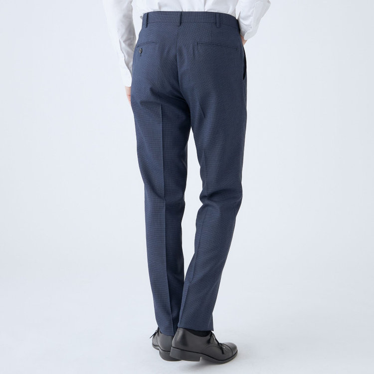 ＪＰ コンフォート 【JOHN PEARSE comfort】【春夏】ショートタックパンツ/ネイビー×ハウンドトゥース/ウエストムーブ/※裾上げ必要 青中間