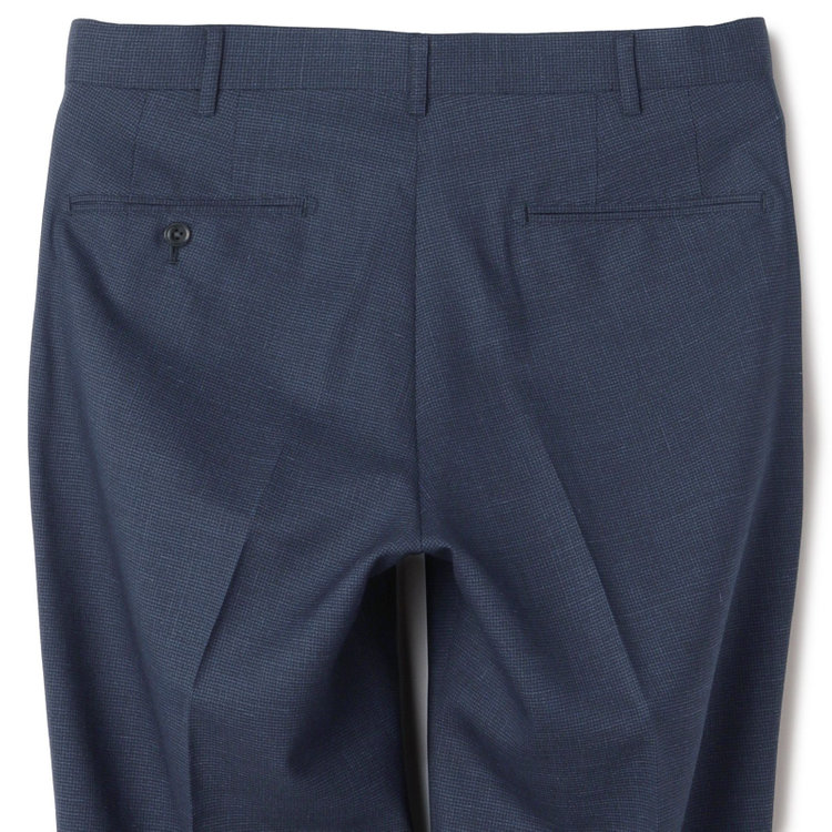 ＪＰ コンフォート 【JOHN PEARSE comfort】【春夏】ショートタックパンツ/ネイビー×ハウンドトゥース/ウエストムーブ/※裾上げ必要 青中間