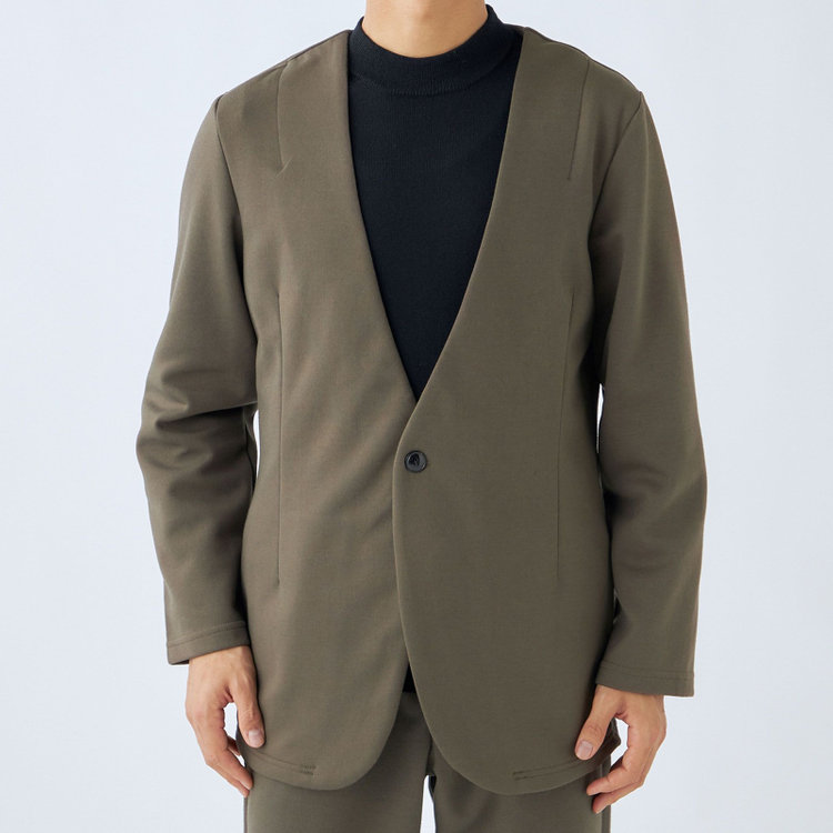ＵＷＳ ＨＯＭＥ 【ULTRA WORK SUIT/HOME LINE】【秋冬】セットアップ1釦ノーカラージャケット/カーキ カーキ系