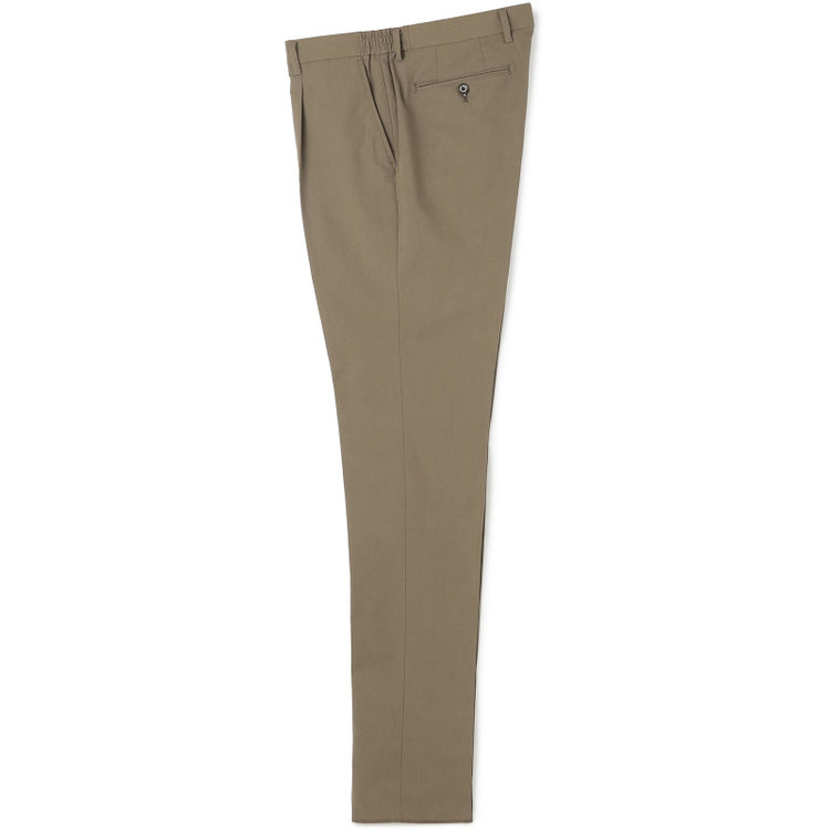 スタンリーブラッカ 【stanley blacker new york】【春夏】1タックテーパードパンツ/カーキ×テックコットンストレッチ/ウエストシャーリング仕様/※裾上げ必要 緑淡色