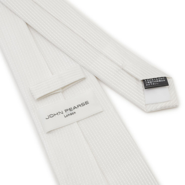 ジョンピアース 【JOHN PEARSE White】【結婚式】シルクフォーマルネクタイ8.0㎝幅/ホワイト×小紋柄 白