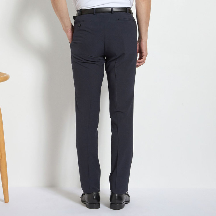 ジョンピアース 【発送在庫あり】【ファブリーズ認定！抗菌消臭加工】【JOHN PEARSE White】【春夏】1タックパンツ/ネイビー×マイクロチェック/ULTRA MOVE/ウエストムーブ仕様/※裾上げ必要 紺濃色