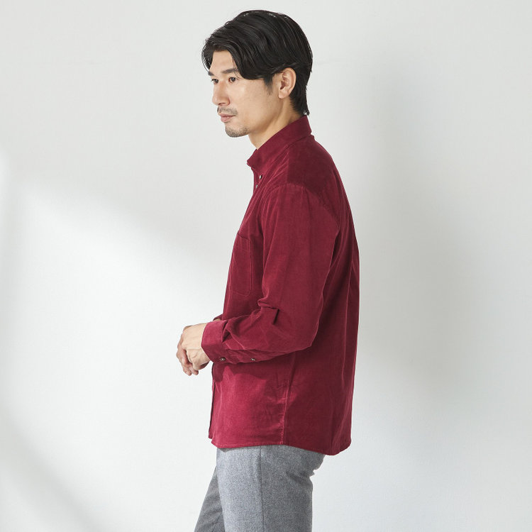 スタンリーブラッカ  【stanley blacker new york】【長袖】コーデュロイボタンダウンシャツ/ワイン 赤濃色