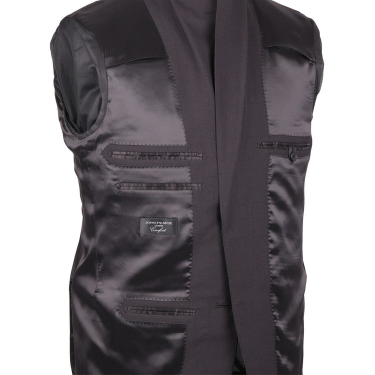 ＪＰ コンフォート 【JOHN PEARSE comfort】【春夏】7WAY コーディネイトパンツ付き/2釦シングルスリーピーススーツ ショートタック/ブラック×チェック+グレーパンツ/ULTRA MOVE/ウエストシャーリング/ウォッシャブル/ストレッチ ブラック系(黒)