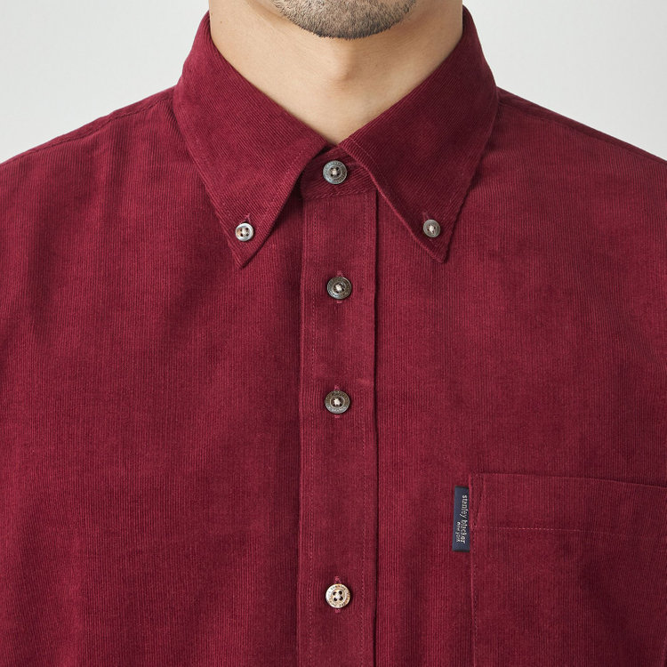 スタンリーブラッカ  【stanley blacker new york】【長袖】コーデュロイボタンダウンシャツ/ワイン 赤濃色