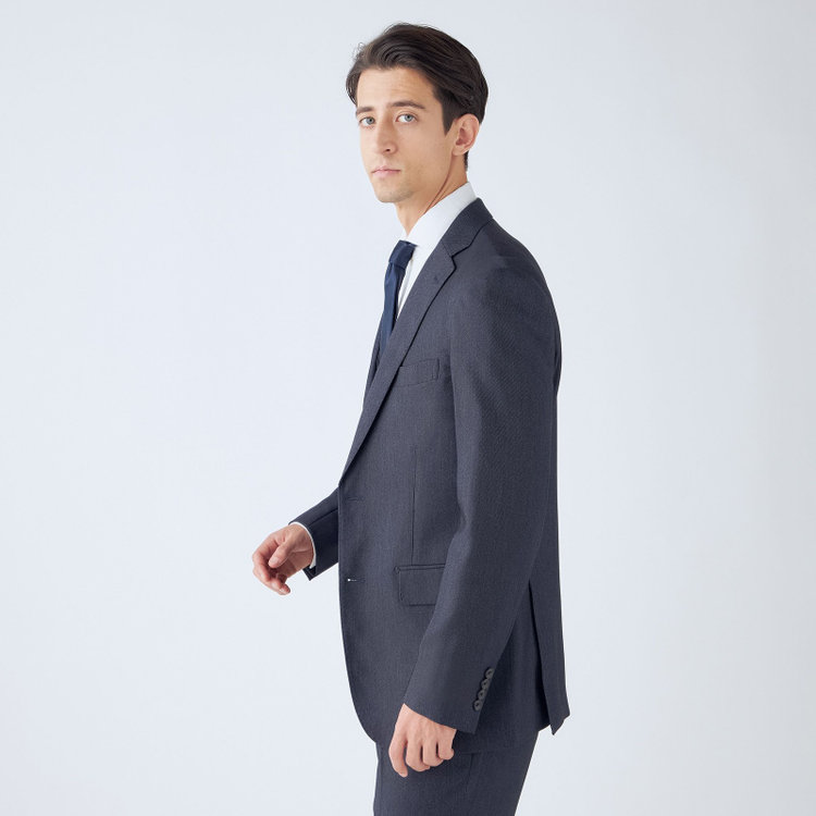 ＪＰ コンフォート 【JOHN PEARSE comfort】【年間】2釦シングルスリーピーススーツ ショートタック/ネイビー/ウエストシャーリング仕様/「ULTRA MOVE」ストレッチ・ウォッシャブル/※裾上げ必要 青中間