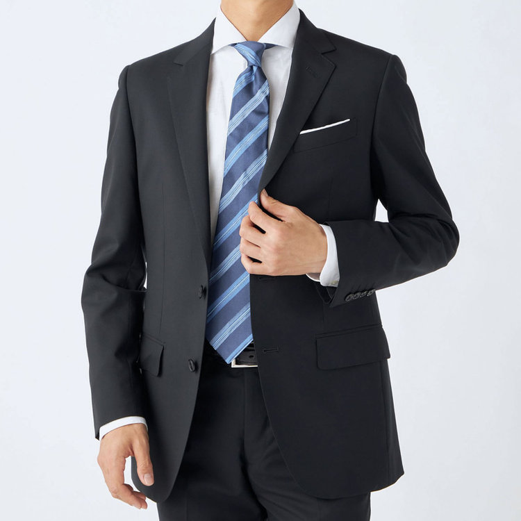 ＪＰセレクトライン 【JOHN PEARSE Black SELECT LINE】【年間】2釦シングルスーツ/ブラック×ソリッド/SHOWER CLEAN/※裾上げ必要 黒