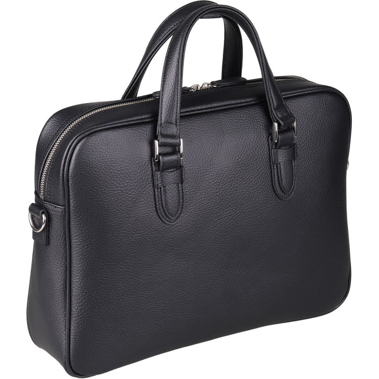 ドナートヴィンチ 【Donato Vinci Italy】リサイクルレザーブリーフケース/ブラック/ショルダーストラップ付き ブラック系(黒)