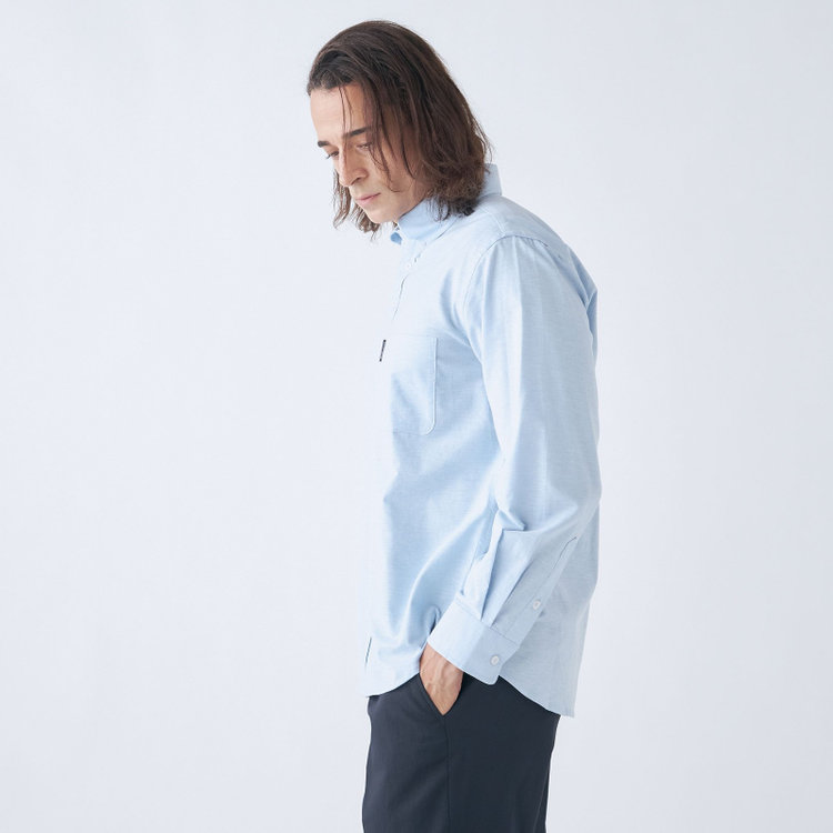 スタンリーブラッカ  【stanley blacker】【長袖】ストレッチオックスボタンダウンシャツ/ブルー 青淡色