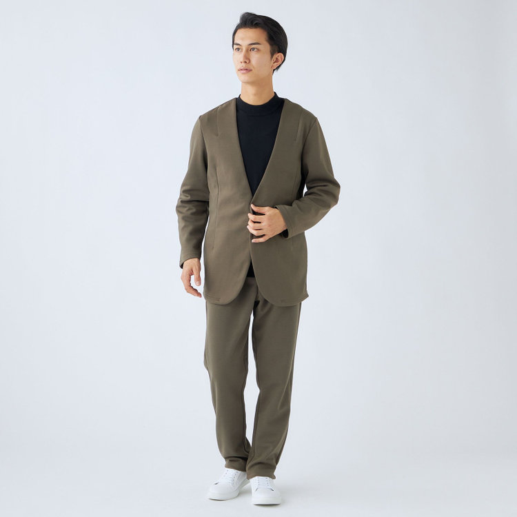 ＵＷＳ ＨＯＭＥ 【ULTRA WORK SUIT/HOME LINE】【秋冬】セットアップ1釦ノーカラージャケット/カーキ カーキ系