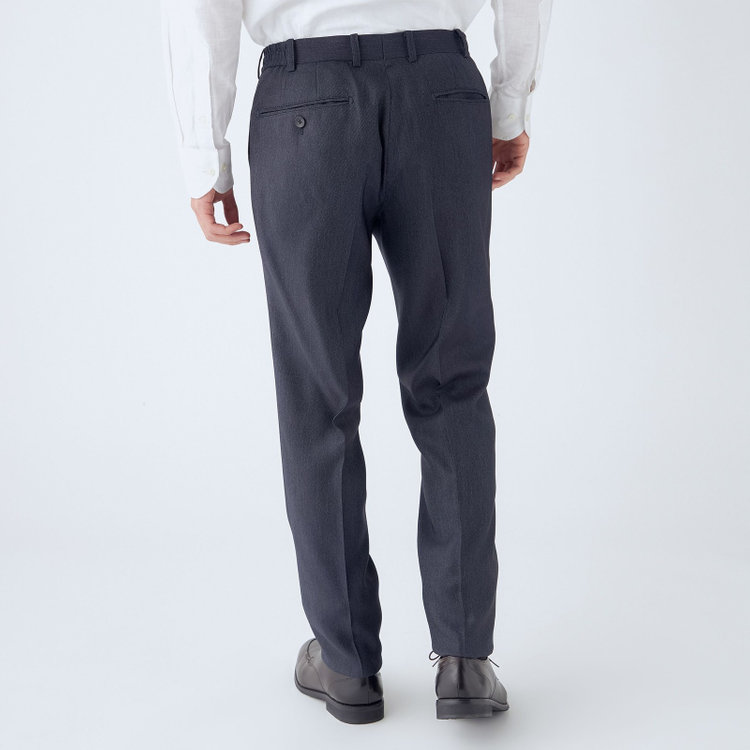 ＪＰ コンフォート 【JOHN PEARSE comfort】【年間】2釦シングルスリーピーススーツ ショートタック/ネイビー/ウエストシャーリング仕様/「ULTRA MOVE」ストレッチ・ウォッシャブル/※裾上げ必要 青中間