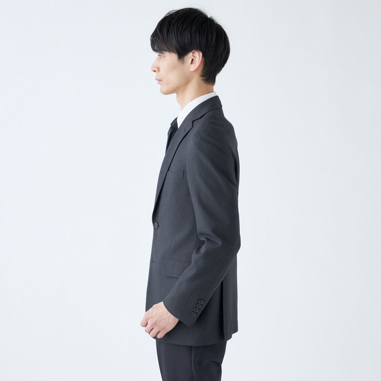 ＪＰ コンフォート 【JOHN PEARSE comfort navy】【秋冬】機能性ポリエステル素材 2釦シングルジャケット/ネイビー×チェック/THERMO EFFECT/ULTRA MOVE/ウォシャブル 紺濃色