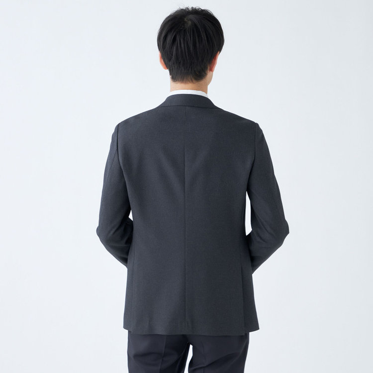 ＪＰ コンフォート 【JOHN PEARSE comfort navy】【秋冬】機能性ポリエステル素材 2釦シングルジャケット/ネイビー×チェック/THERMO EFFECT/ULTRA MOVE/ウォシャブル 紺濃色