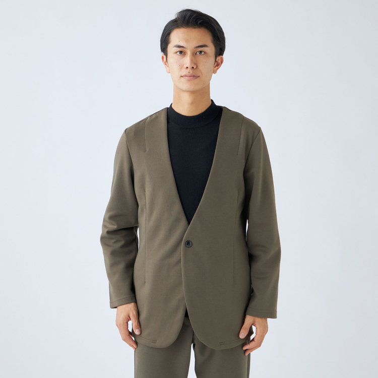ＵＷＳ ＨＯＭＥ 【ULTRA WORK SUIT/HOME LINE】【秋冬】セットアップ1釦ノーカラージャケット/カーキ カーキ系