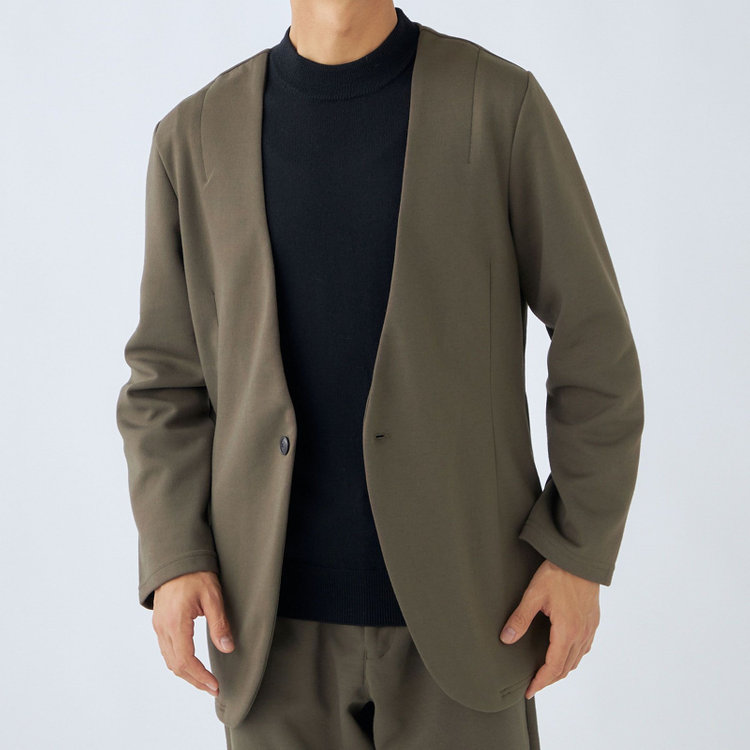 ＵＷＳ ＨＯＭＥ 【ULTRA WORK SUIT/HOME LINE】【秋冬】セットアップ1釦ノーカラージャケット/カーキ カーキ系