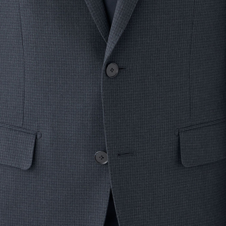 ＪＰ コンフォート 【JOHN PEARSE comfort navy】【秋冬】機能性ポリエステル素材 2釦シングルジャケット/ネイビー×チェック/THERMO EFFECT/ULTRA MOVE/ウォシャブル 紺濃色