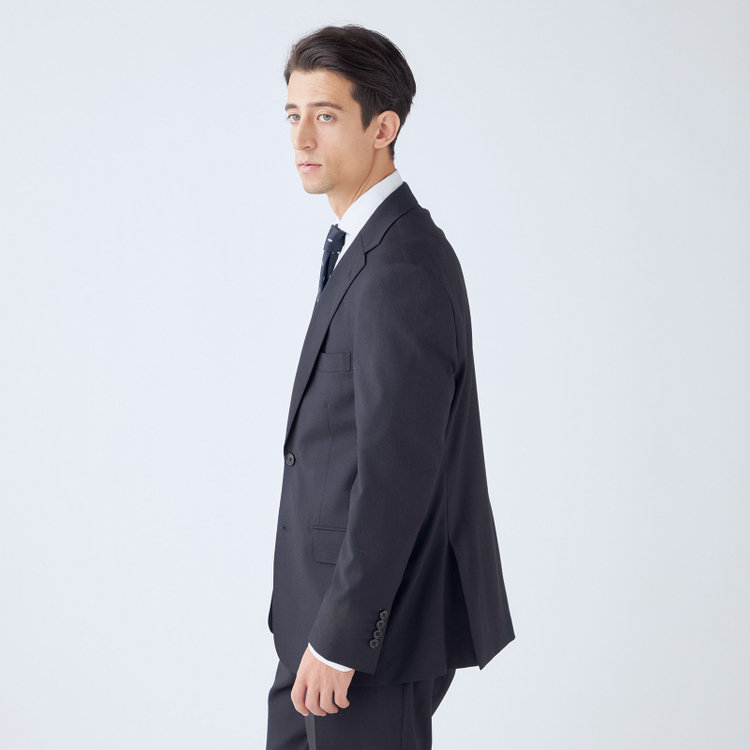 ＫＡＮＳＡＩＭＡＮ 【KANSAIMAN collection】【秋冬】2釦シングルスーツ ショートタック/ネイビー×ストライプ/SHOWER CLEAN/※裾上げ必要 紺中間