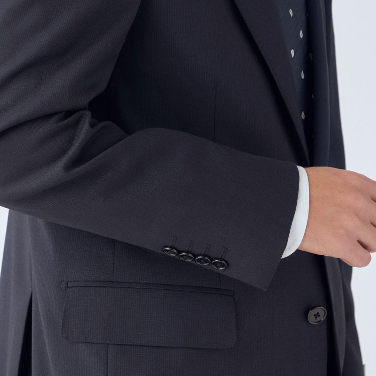 ＫＡＮＳＡＩＭＡＮ 【KANSAIMAN collection】【秋冬】2釦シングルスーツ ショートタック/ネイビー×ストライプ/SHOWER CLEAN/※裾上げ必要 紺中間