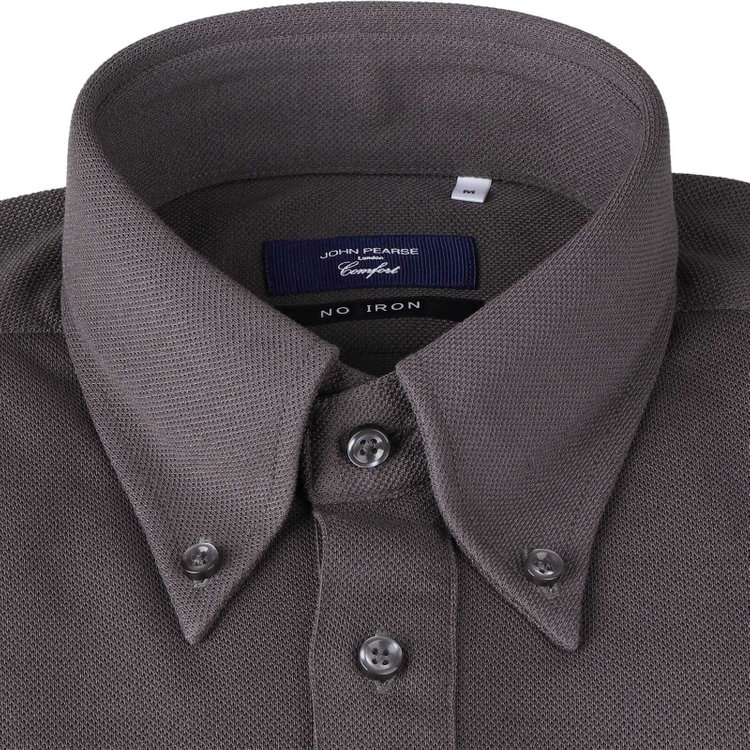ＪＰ コンフォート 【半袖】【JOHN PEARSE comfort navy】【ノーアイロン】ボタンダウンビズポロシャツ プルオーバータイプ/グレー/ULTRA MOVE/ニット素材 グレー中間