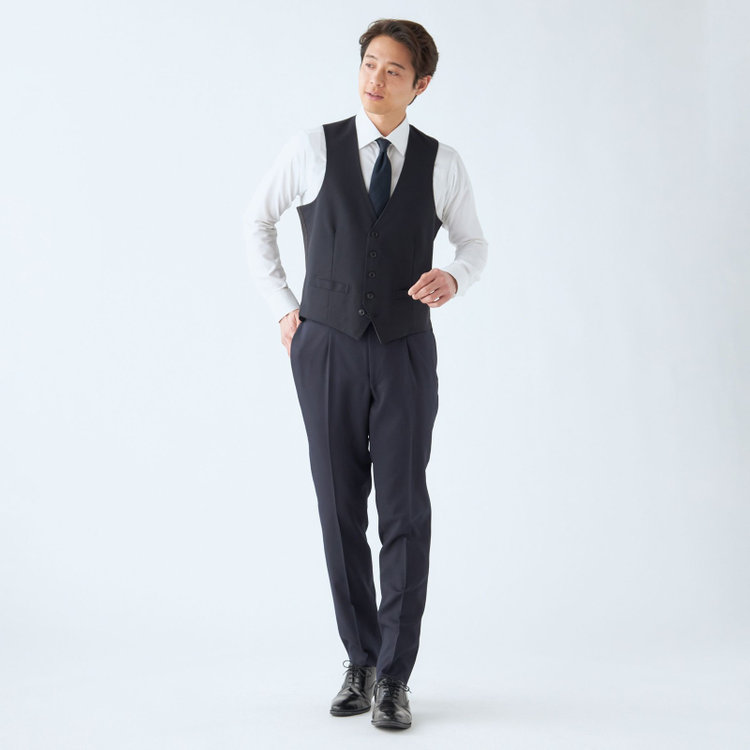 ソノタ（KONAKA用） 【JOHN PEARSE BLACK】【年間】リバーシブルジレ(ベスト)/ネイビー＆グレー/SHOWER CLEAN 紺濃色