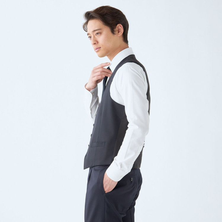 ソノタ（KONAKA用） 【JOHN PEARSE BLACK】【年間】リバーシブルジレ(ベスト)/ネイビー＆グレー/SHOWER CLEAN 紺濃色