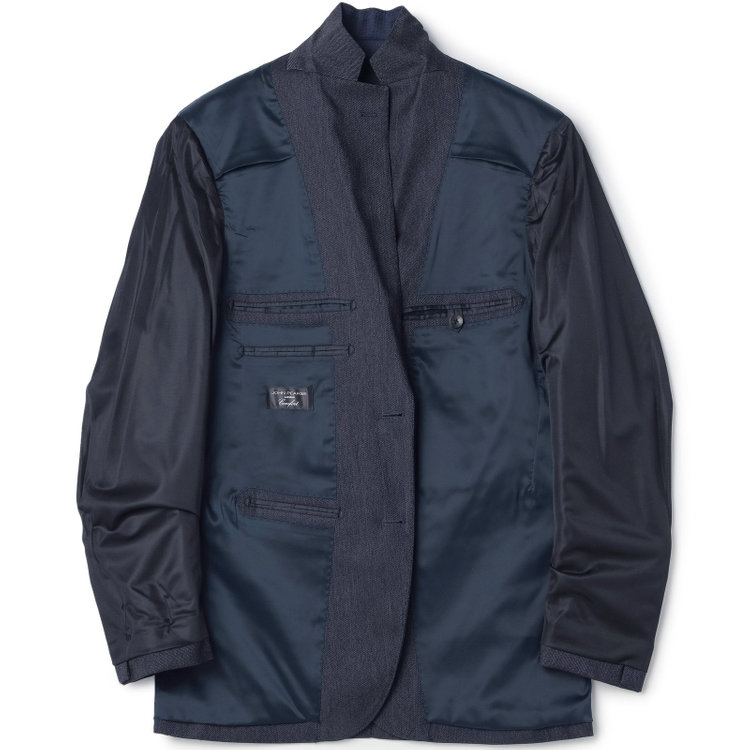 ＪＰ コンフォート 【JOHN PEARSE comfort】【年間】2釦シングルスリーピーススーツ ショートタック/ネイビー/ウエストシャーリング仕様/「ULTRA MOVE」ストレッチ・ウォッシャブル/※裾上げ必要 青中間