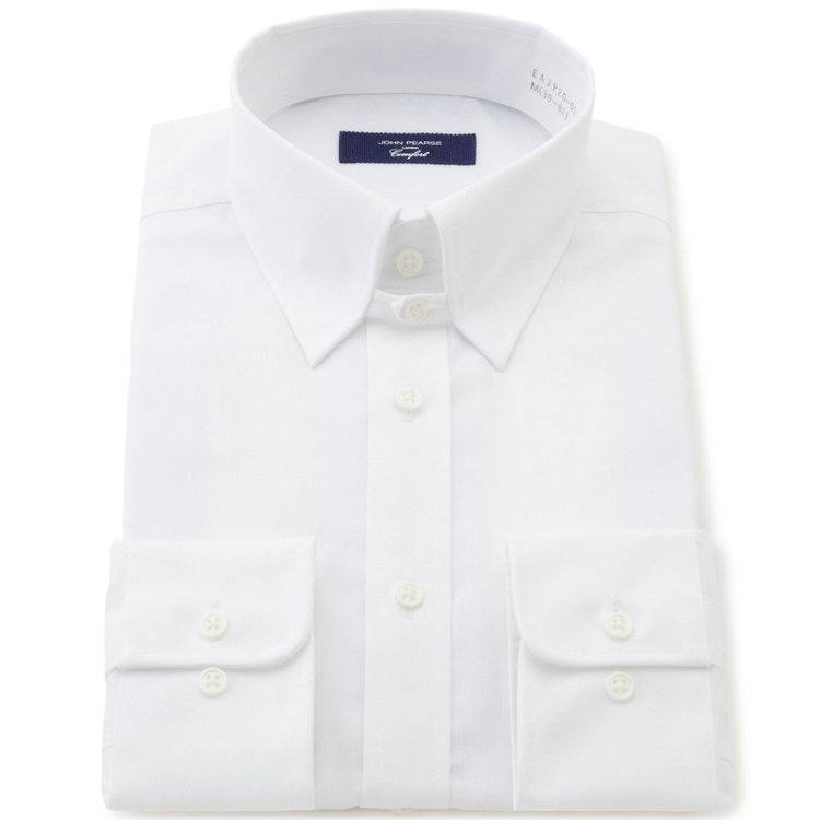KONAKA　アウトレット 【WEB限定/OUTLET/汚れ・キズ等有】【JOHN PEARSE comfort navy】【STYLISH】【形態安定】タブカラードレスワイシャツ/ホワイト×ドビーストライプ 白