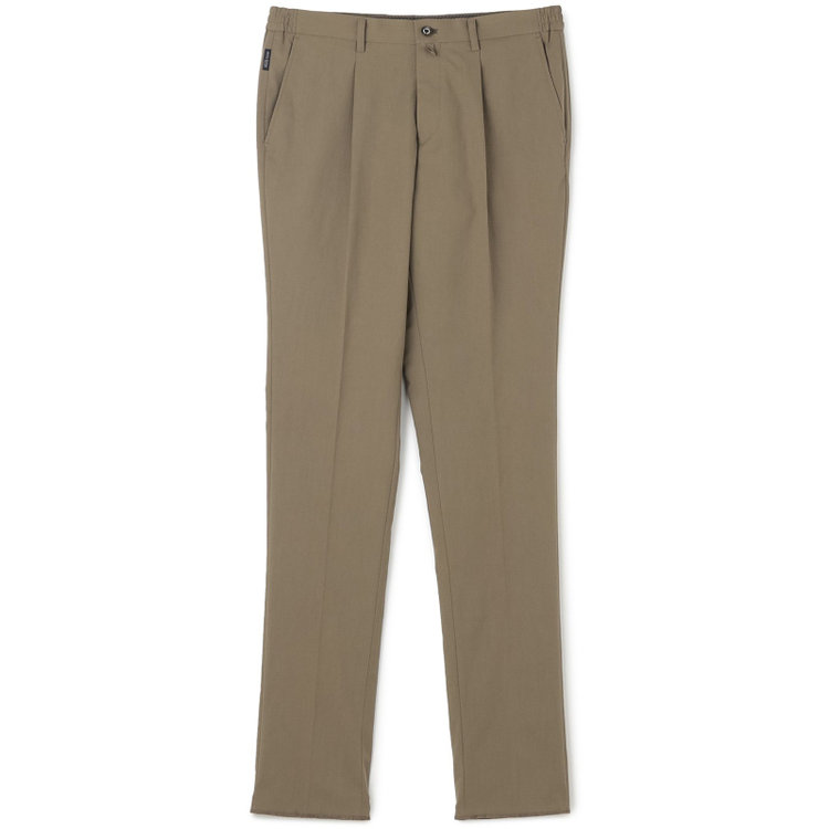 スタンリーブラッカ 【stanley blacker new york】【春夏】1タックテーパードパンツ/カーキ×テックコットンストレッチ/ウエストシャーリング仕様/※裾上げ必要 緑淡色