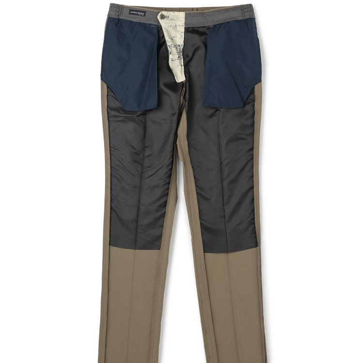 スタンリーブラッカ 【stanley blacker new york】【春夏】1タックテーパードパンツ/カーキ×テックコットンストレッチ/ウエストシャーリング仕様/※裾上げ必要 緑淡色