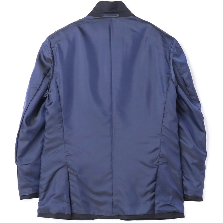 ＫＡＮＳＡＩＭＡＮ 【KANSAIMAN collection】【秋冬】2釦シングルスーツ ショートタック/ネイビー×ストライプ/SHOWER CLEAN/※裾上げ必要 紺中間