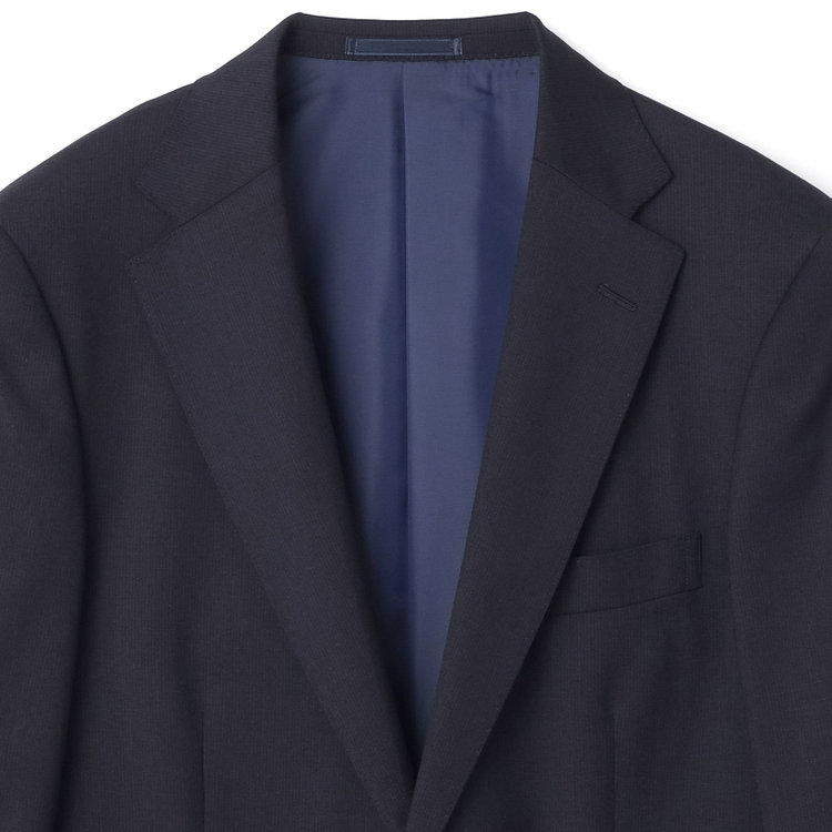 ＫＡＮＳＡＩＭＡＮ 【KANSAIMAN collection】【秋冬】2釦シングルスーツ ショートタック/ネイビー×ストライプ/SHOWER CLEAN/※裾上げ必要 紺中間