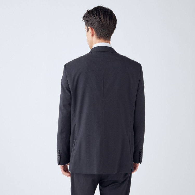 ＫＡＮＳＡＩＭＡＮ 【KANSAIMAN collection】【秋冬】2釦シングルスーツ ショートタック/ネイビー×ストライプ/SHOWER CLEAN/※裾上げ必要 紺中間