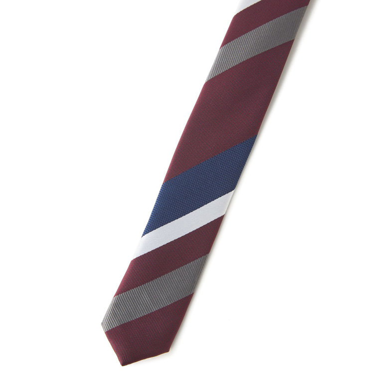 ジョンピアース 【JOHN PEARSE White】ウォッシャブル/ストライプ柄ネクタイ/8.0㎝幅/ワイン×ネイビー＆グレー＆ホワイト その他