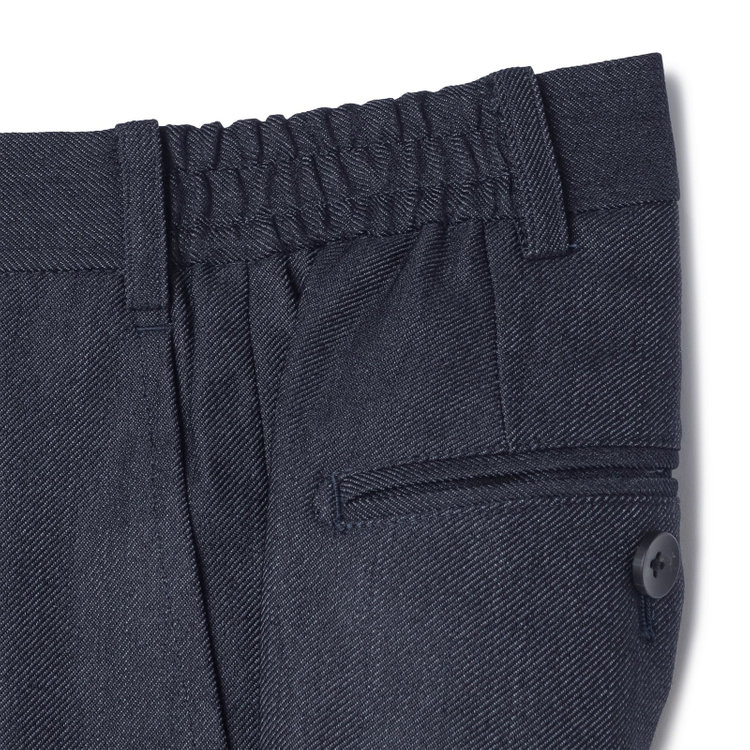 ＪＰ コンフォート 【JOHN PEARSE comfort】【年間】2釦シングルスリーピーススーツ ショートタック/ネイビー/ウエストシャーリング仕様/「ULTRA MOVE」ストレッチ・ウォッシャブル/※裾上げ必要 青中間