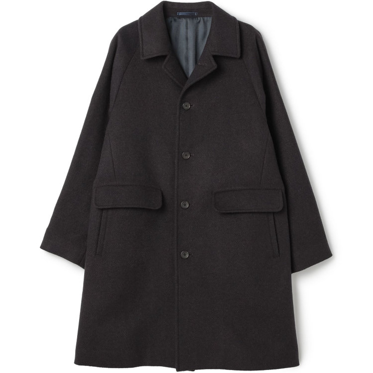 ＫＭＣブラック 【KANSAIMAN collection】【レギュラーフィット】ウールブレンド バルマカーンコート/ブラウン＆ネイビー/RE:NEWOOL 茶濃色