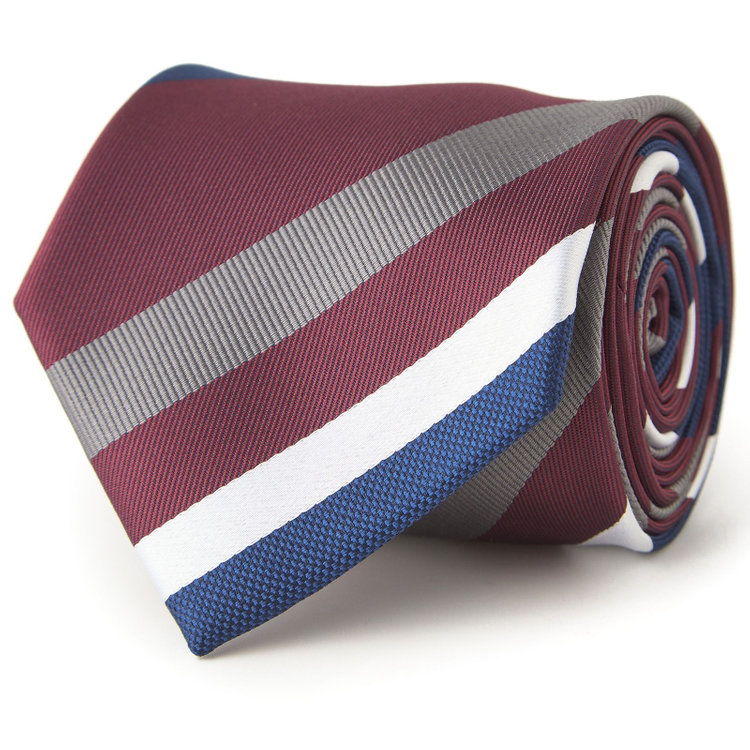 ジョンピアース 【JOHN PEARSE White】ウォッシャブル/ストライプ柄ネクタイ/8.0㎝幅/ワイン×ネイビー＆グレー＆ホワイト その他