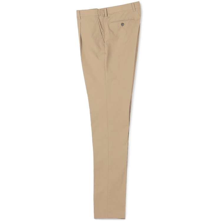 スタンリーブラッカ 【stanley blacker new york】【春夏】1タックテーパードパンツ/ベージュ×テックコットンストレッチ/ウエストシャーリング仕様/※裾上げ必要 赤淡色