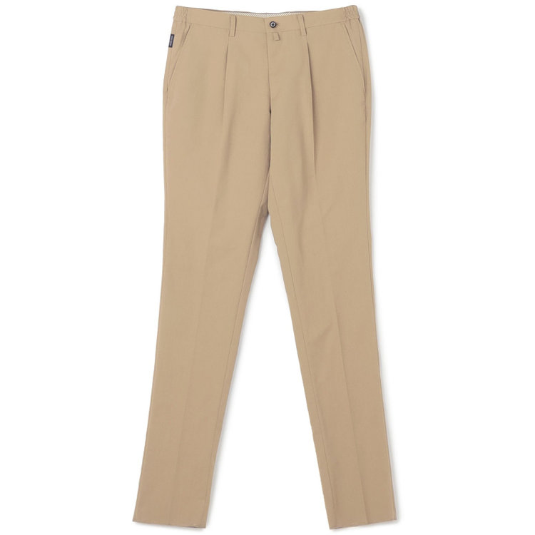 スタンリーブラッカ 【stanley blacker new york】【春夏】1タックテーパードパンツ/ベージュ×テックコットンストレッチ/ウエストシャーリング仕様/※裾上げ必要 赤淡色
