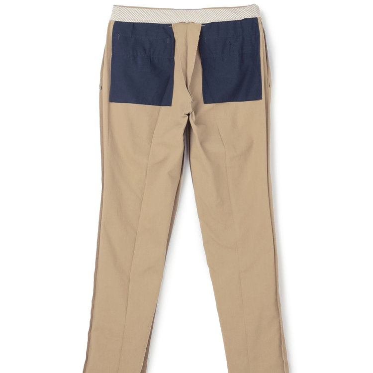 スタンリーブラッカ 【stanley blacker new york】【春夏】1タックテーパードパンツ/ベージュ×テックコットンストレッチ/ウエストシャーリング仕様/※裾上げ必要 赤淡色