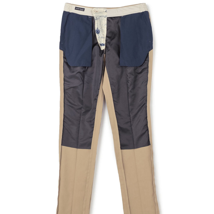 スタンリーブラッカ 【stanley blacker new york】【春夏】1タックテーパードパンツ/ベージュ×テックコットンストレッチ/ウエストシャーリング仕様/※裾上げ必要 赤淡色