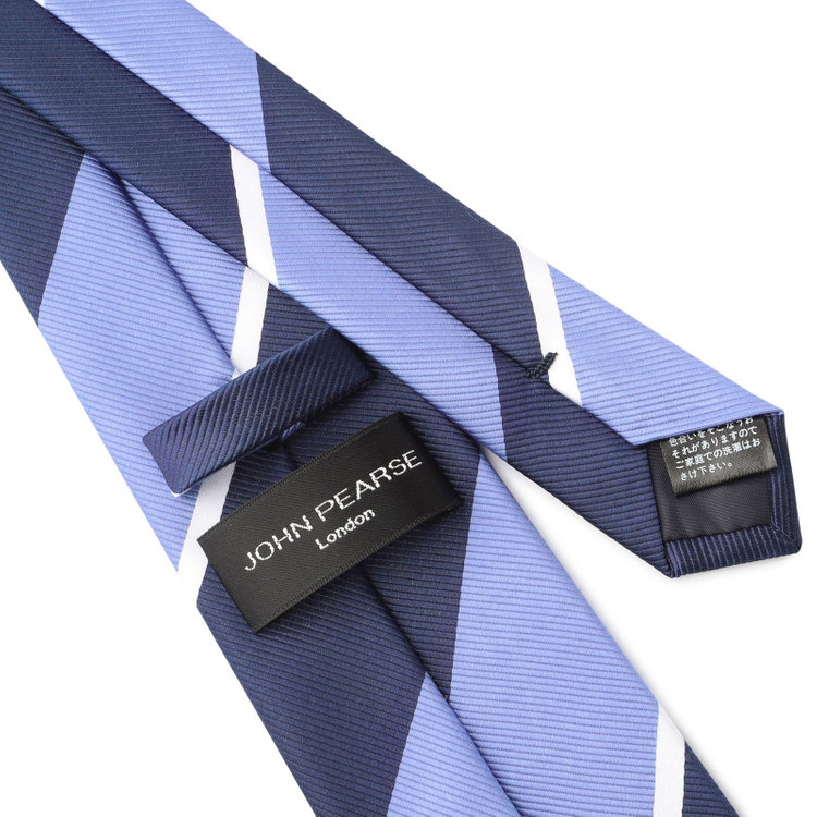 ジョンピアースブラック 【JOHN PEARSE Black】シルクブレンドストライプネクタイ 7.5cm幅/ネイビー×ブルー その他