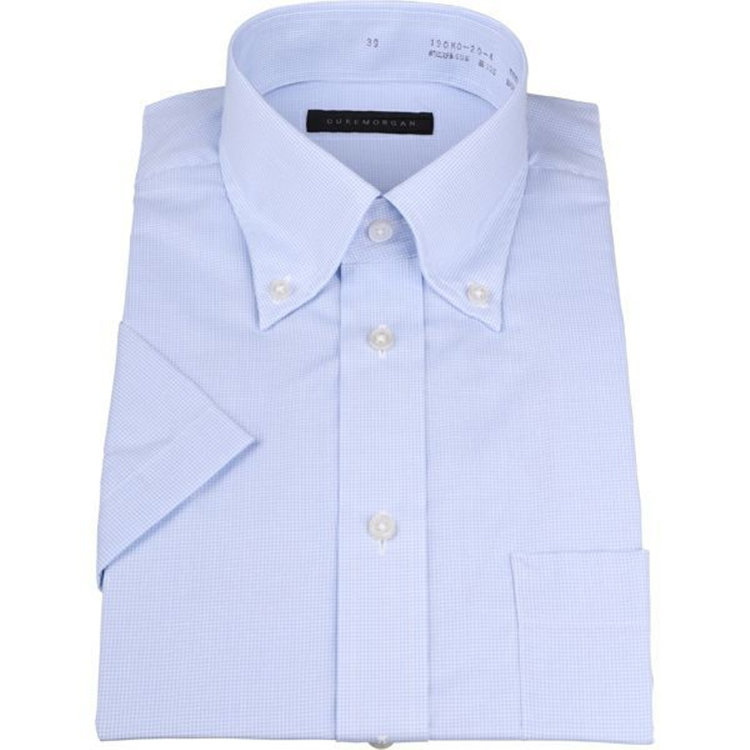 KONAKA　アウトレット 【WEB限定/OUTLET/汚れ・キズ等有】【半袖】【DUKEMORGAN】ボタンダウンドレスシャツ/ブルー＆ホワイト×チェック ブルー系(青)