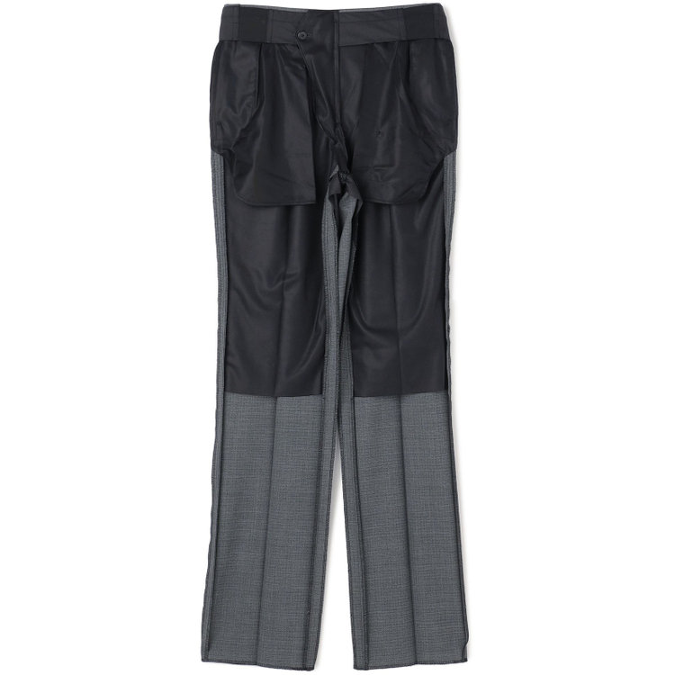 ジョンピアース 【JOHN PEARSE White】【春夏】ウールブレンド 1タックパンツ/グレー×チェック/ウエストムーブ仕様/ULTRA LIGHT SPEC※裾上げ必要 グレー中間