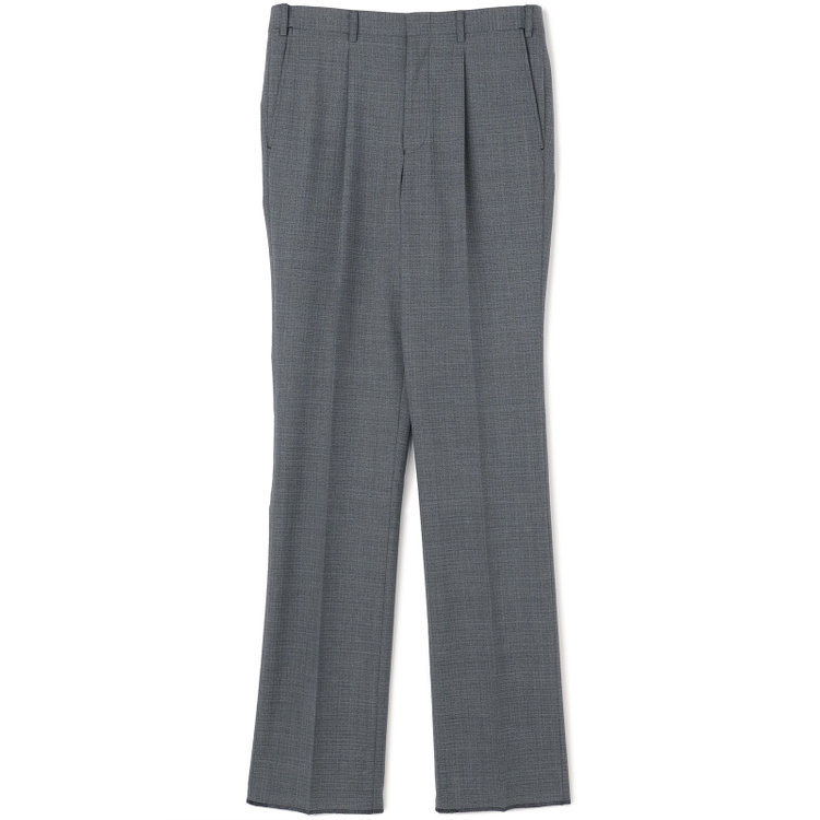 ジョンピアース 【JOHN PEARSE White】【春夏】ウールブレンド 1タックパンツ/グレー×チェック/ウエストムーブ仕様/ULTRA LIGHT SPEC※裾上げ必要 グレー中間