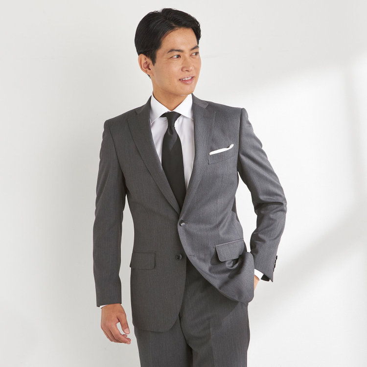 ＪＰセレクトライン 【JOHN PEARSE Black SELECT LINE】【秋冬】スペアパンツ付き/2釦シングルスーツ 0タック/グレー/※裾上げ必要 グレー中間