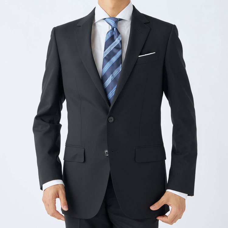 ＪＰセレクトライン 【JOHN PEARSE Black SELECT LINE】【年間】2釦シングルスーツ/ブラック×ソリッド/SHOWER CLEAN/※裾上げ必要 黒