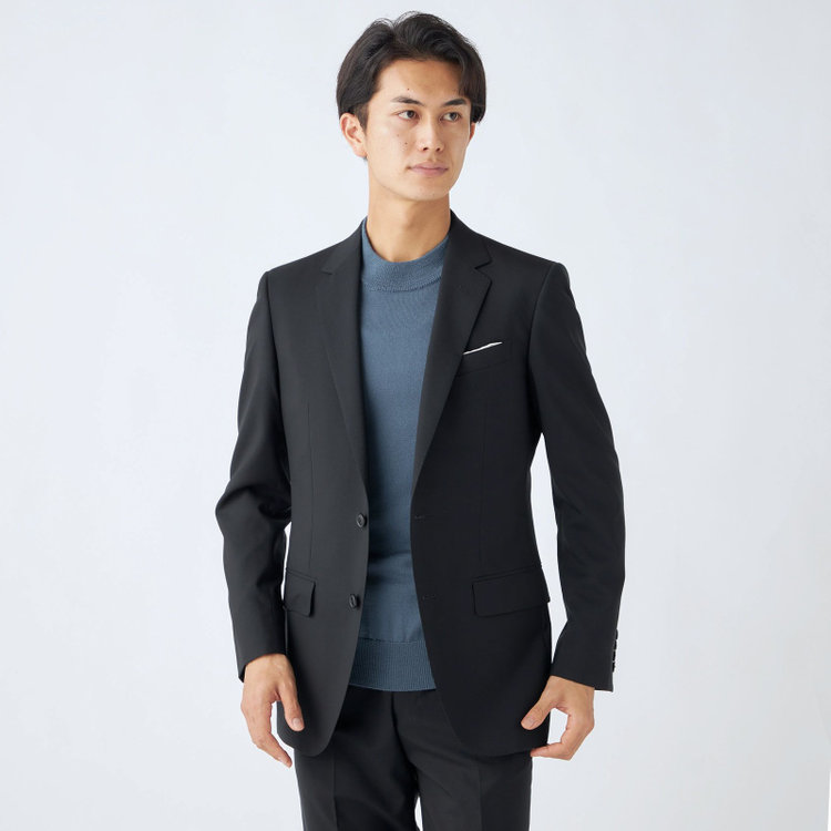 ＪＰセレクトライン 【JOHN PEARSE Black SELECT LINE】【年間】2釦シングルスーツ/ブラック×ソリッド/SHOWER CLEAN/※裾上げ必要 黒