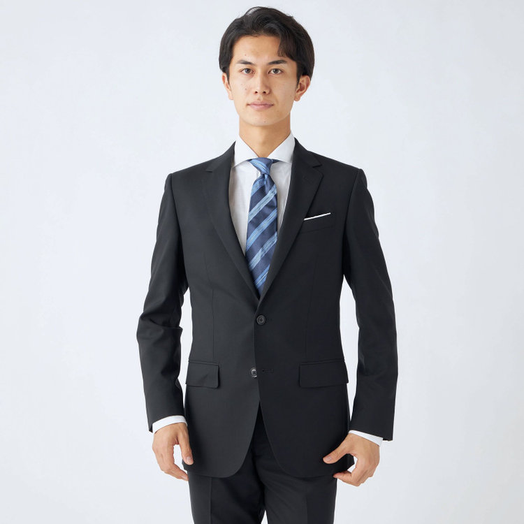 ＪＰセレクトライン 【JOHN PEARSE Black SELECT LINE】【年間】2釦シングルスーツ/ブラック×ソリッド/SHOWER CLEAN/※裾上げ必要 黒