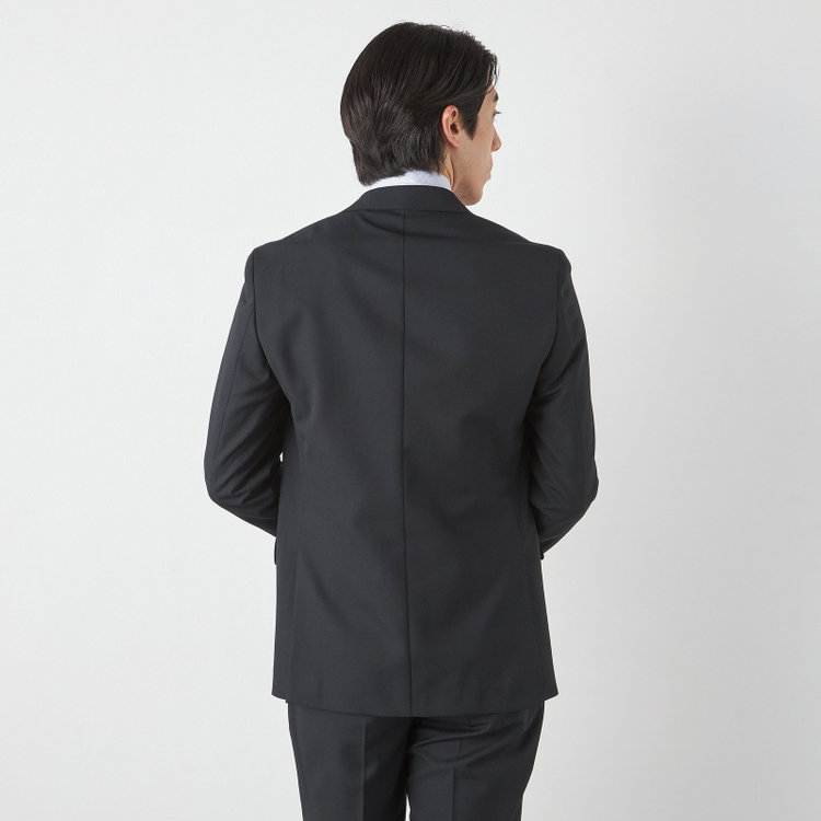 ＪＰ コンフォート 【JOHN PEARSE comfort】【通年】2釦シングルスリーピーススーツ ノータックパンツ ダブルベスト / ブラック / パンツウォッシャブル ※裾上げ必要 黒