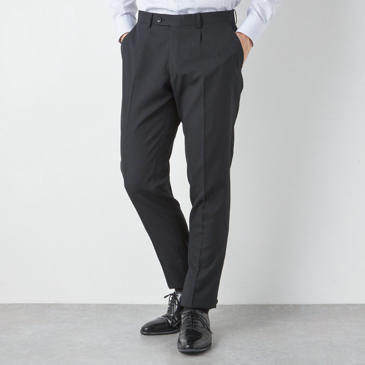 ＪＰ コンフォート 【JOHN PEARSE comfort】【通年】2釦シングルスリーピーススーツ ノータックパンツ ダブルベスト / ブラック / パンツウォッシャブル ※裾上げ必要 黒
